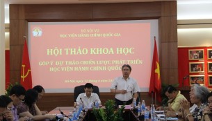 TS. Đặng Xuân Hoan – Bí thư Đảng ủy, Giám đốc Học viện, Trưởng Ban Chỉ đạo xây dựng Đề án Chiến lược phát triển Học viện Hành chính Quốc gia phát biểu mở đầu Hội thảo