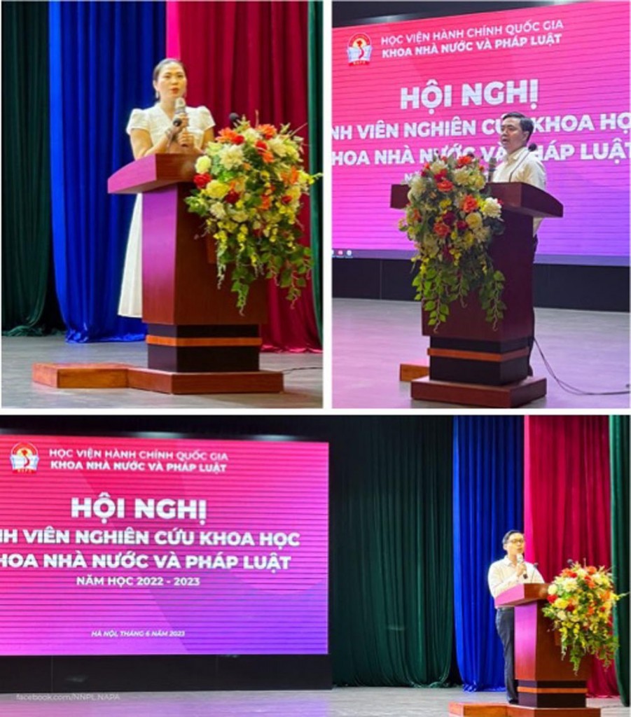 TS. Nguyễn Thị Ngọc Linh, TS. Vũ Văn Tính, TS. Đinh Lương Minh Anh
trao đổi với các bạn sinh viên về hoạt động nghiên cứu khoa học